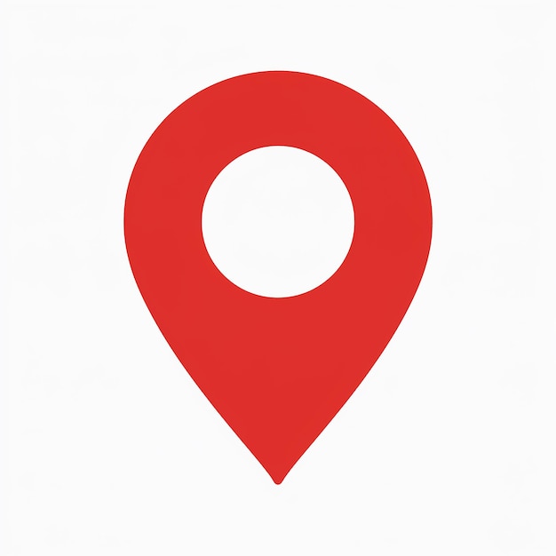 Un icono de pin de ubicación rojo comúnmente utilizado en aplicaciones de mapeo o basadas en la ubicación