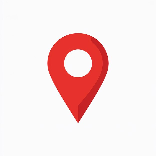 Un icono de pin de ubicación rojo comúnmente utilizado en aplicaciones de mapeo o basadas en la ubicación