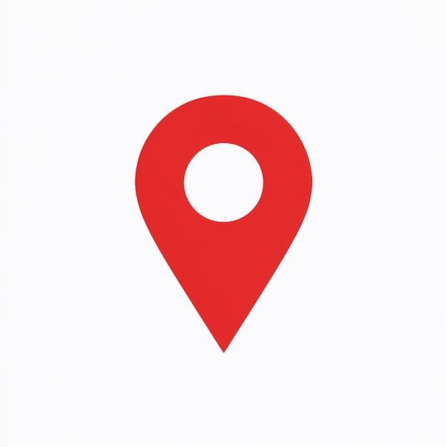 Un icono de pin de ubicación rojo comúnmente utilizado en aplicaciones de mapeo o basadas en la ubicación