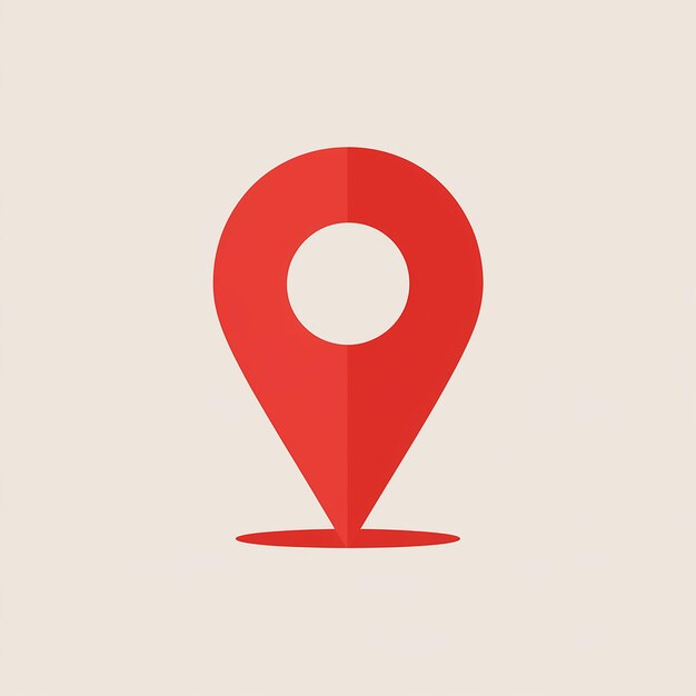 Un icono de pin de ubicación rojo comúnmente utilizado en aplicaciones de mapeo o basadas en la ubicación