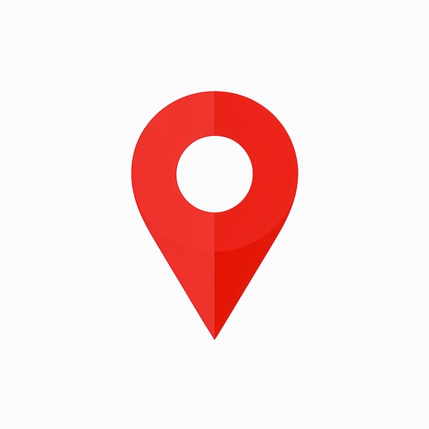 Un icono de pin de ubicación rojo comúnmente utilizado en aplicaciones de mapeo o basadas en la ubicación