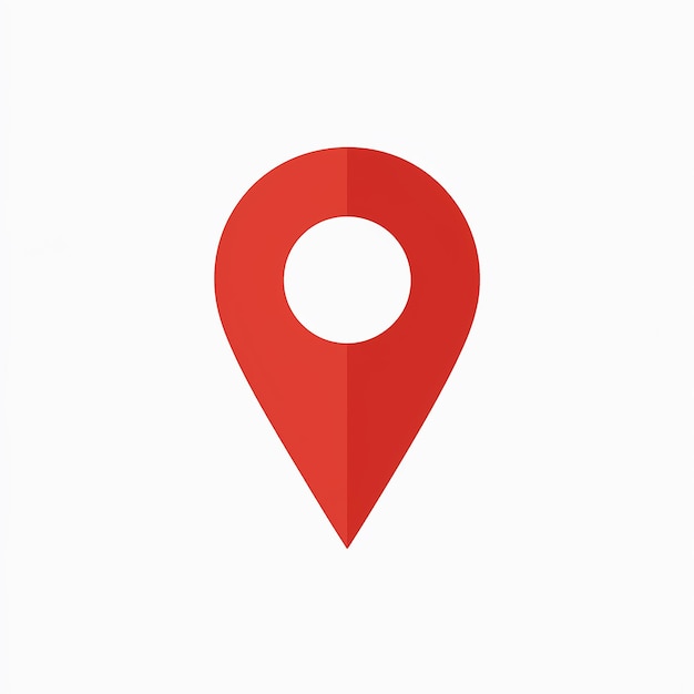 Un icono de pin de ubicación rojo comúnmente utilizado en aplicaciones de mapeo o basadas en la ubicación