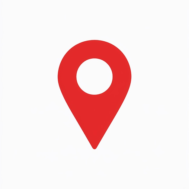 Un icono de pin de ubicación rojo comúnmente utilizado en aplicaciones de mapeo o basadas en la ubicación