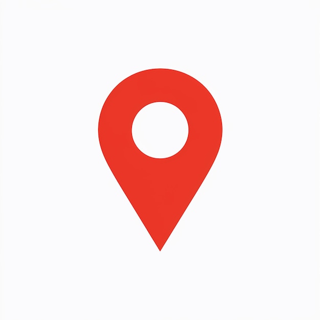 Un icono de pin de ubicación rojo comúnmente utilizado en aplicaciones de mapeo o basadas en la ubicación