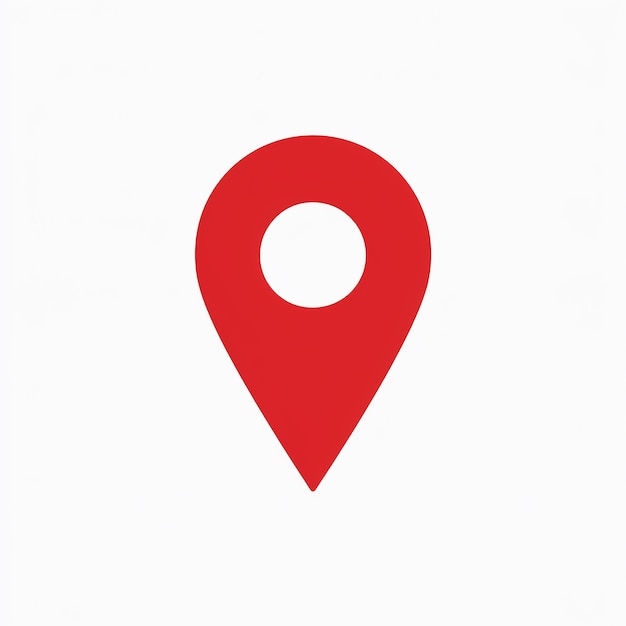Un icono de pin de ubicación rojo comúnmente utilizado en aplicaciones de mapeo o basadas en la ubicación