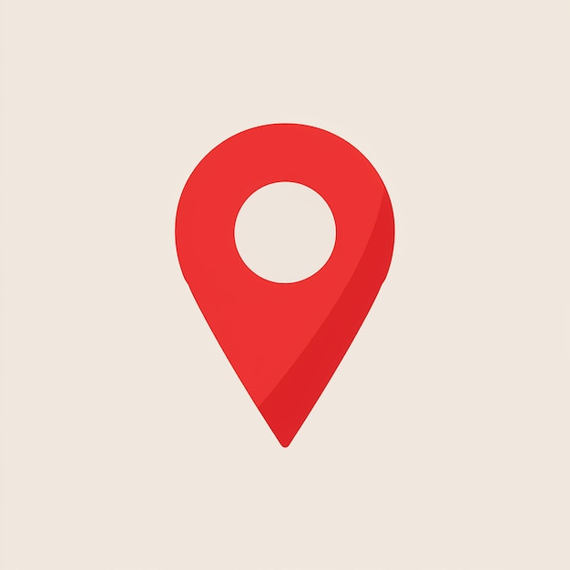 Un icono de pin de ubicación rojo comúnmente utilizado en aplicaciones de mapeo o basadas en la ubicación