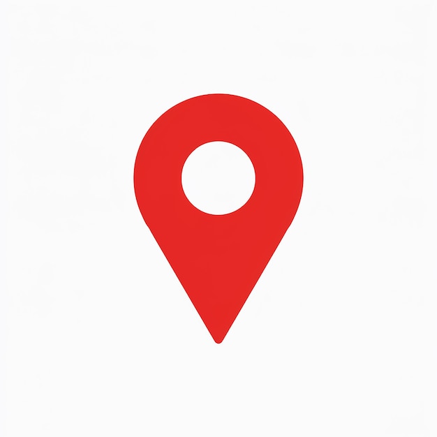 Un icono de pin de ubicación rojo comúnmente utilizado en aplicaciones de mapeo o basadas en la ubicación