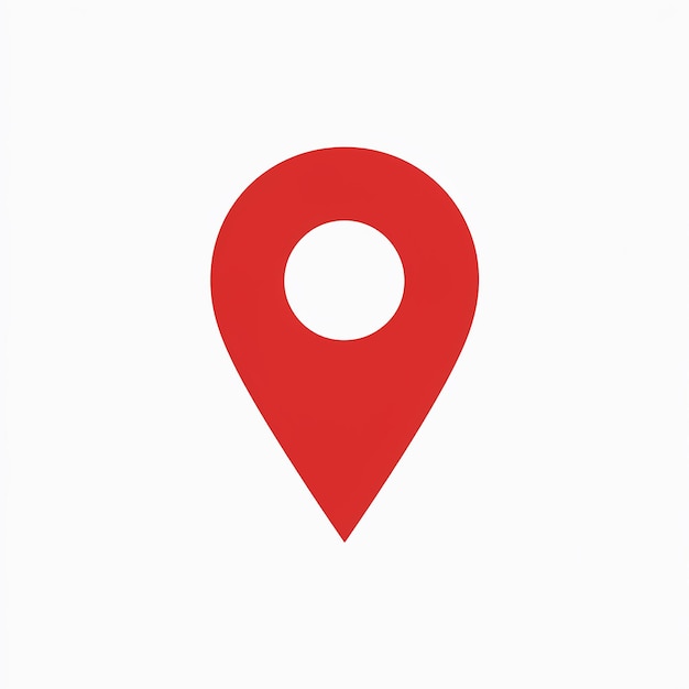 Un icono de pin de ubicación rojo comúnmente utilizado en aplicaciones de mapeo o basadas en la ubicación