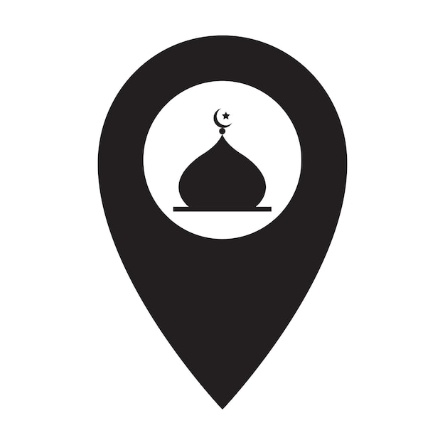 icono de pin de ubicación del vector de la mezquita