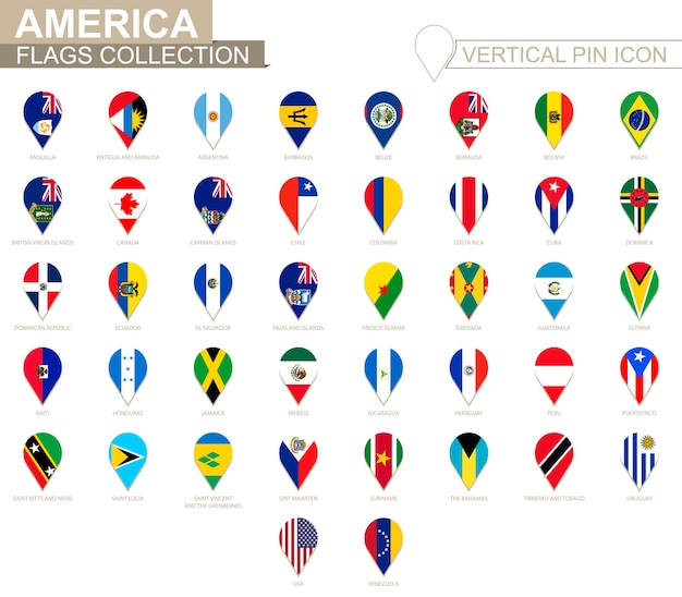 Icono de pin vertical, colección de la bandera de estados unidos.