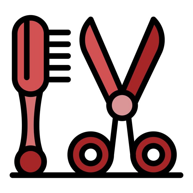 El icono del pincel del cepillo del cepillo de las tijeras El icono vectorial del pinzillo del cepillón del cepillo el color plano aislado