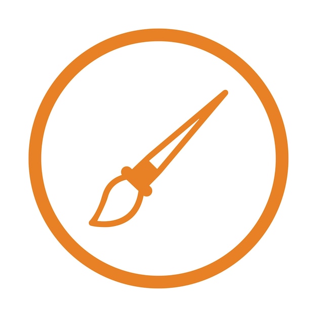 Icono del pincel de dibujo Vector de color naranja