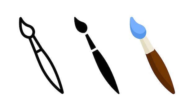 Icono de pincel herramienta artística para pintar señales diseño creativo y símbolo de dibujo clásico
