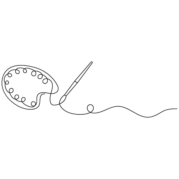 Icono de pincel de pintura de paleta de arte continuo dibujo de una línea ilustración vectorial de contorno