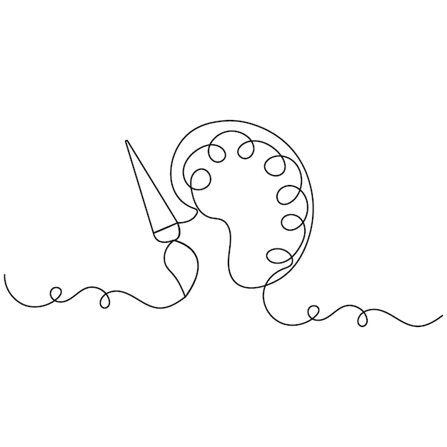 Icono de pincel de pintura de paleta de arte continuo dibujo de una línea ilustración vectorial de contorno