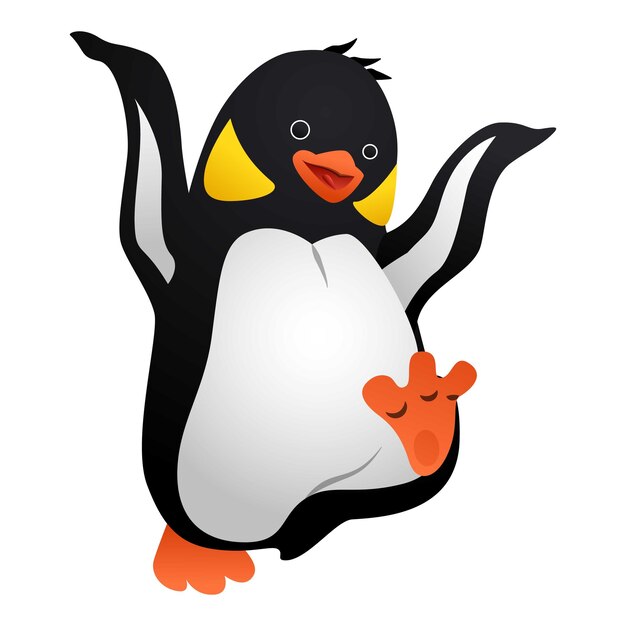 Icono de pingüino alegre Caricatura de icono de vector de pingüino alegre para diseño web aislado sobre fondo blanco