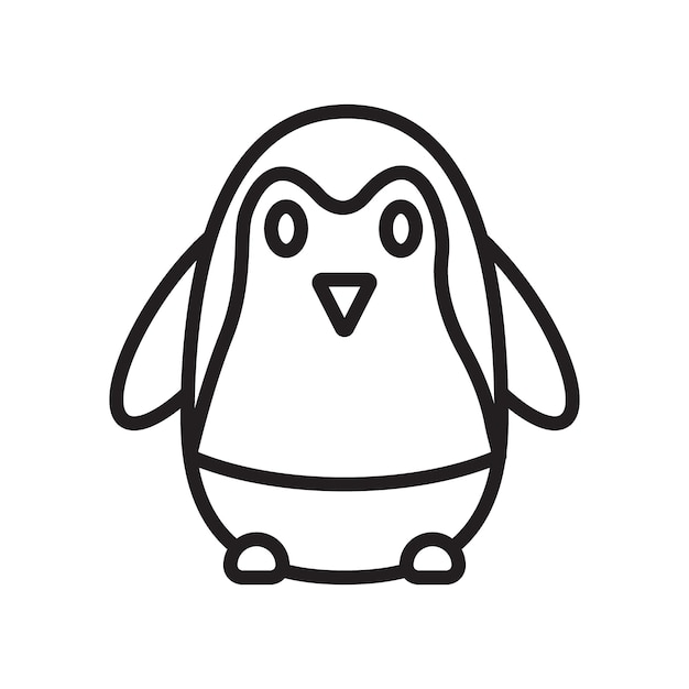 Icono de pingüino Logotipo vectorial de arte de línea negra