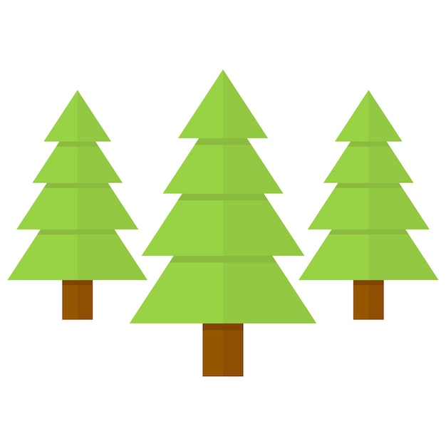 Icono de pinos planos aislados sobre un fondo blanco