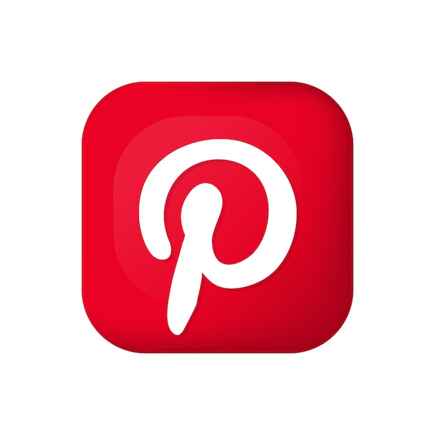 Icono de pinterest de vector 3d para redes sociales