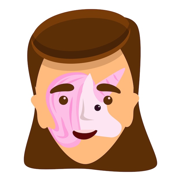 Icono de pintura de cara de unicornio Caricatura de icono de vector de pintura de cara de unicornio para diseño web aislado sobre fondo blanco