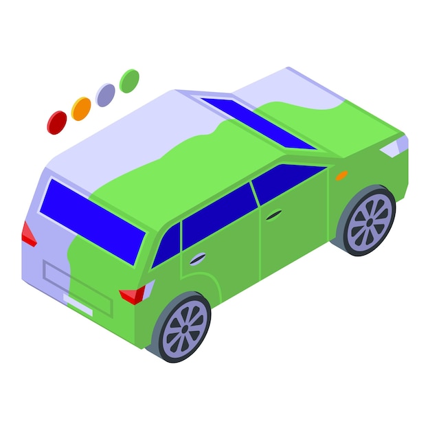 Icono de pintura de coche verde vector isométrico Auto servicio Cuerpo pistola