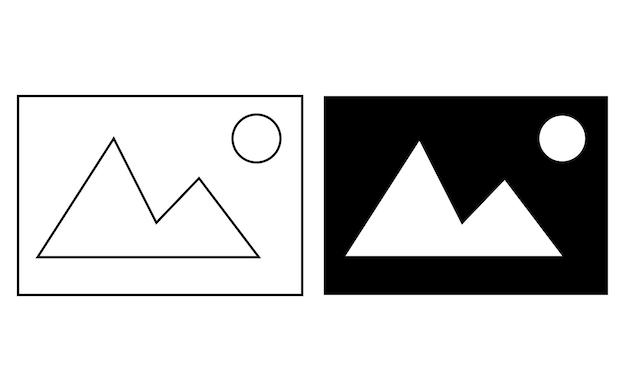 Icono de pintura sobre fondo blanco Icono vectorial de una pintura con montañas Icono de escritorio