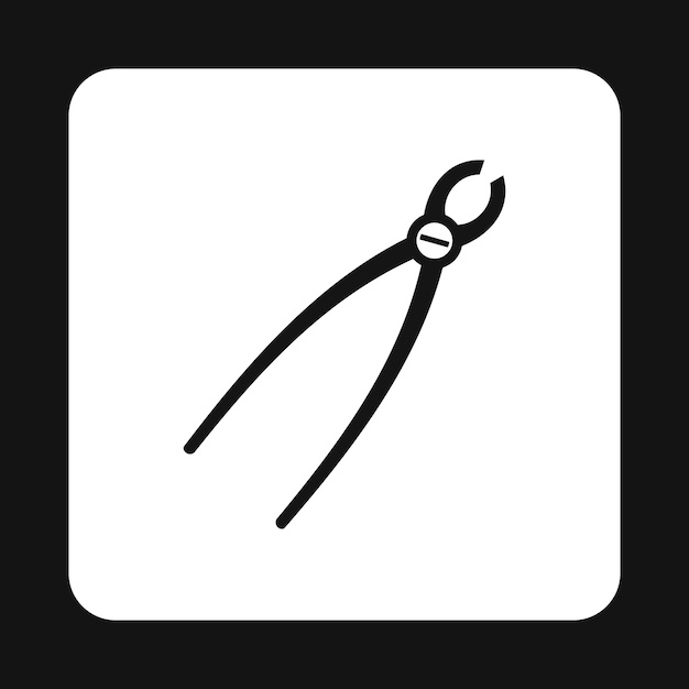 Icono de pinzas de extracción dental en estilo simple aislado en ilustración vectorial de fondo blanco