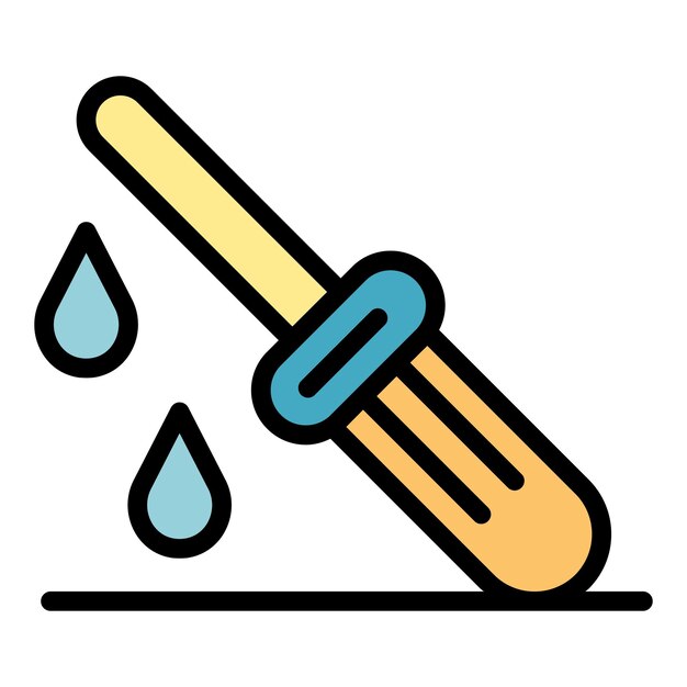 Icono de pipeta Contorno pipeta vector icono color plano aislado