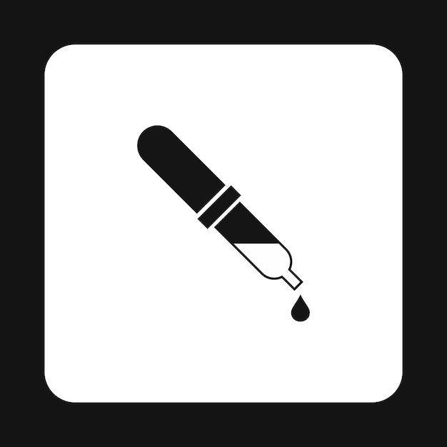 Icono de pipeta en estilo simple en una ilustración vectorial de fondo blanco