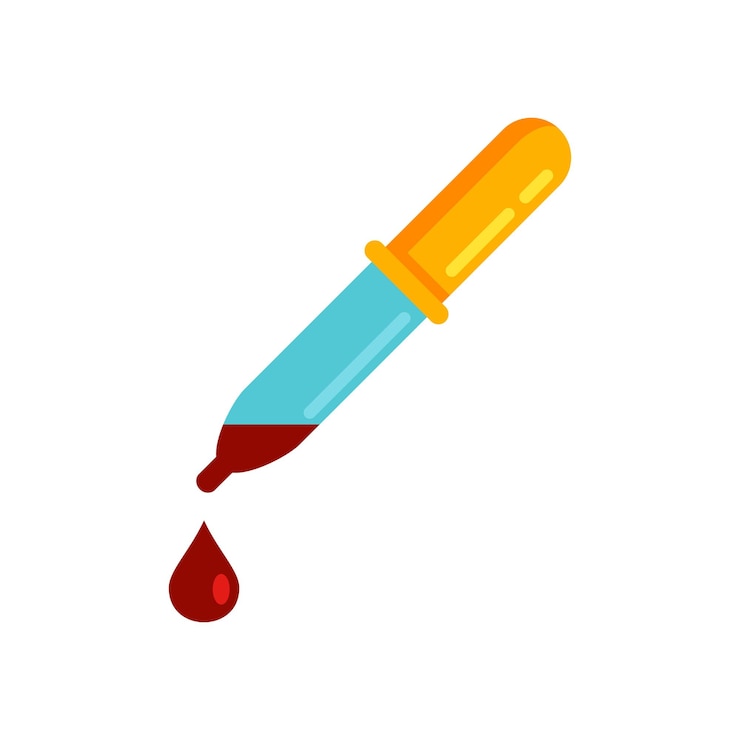 Vector icono de pipeta de sangre ilustración plana del icono de vector de pipeta de sangre aislado sobre fondo blanco