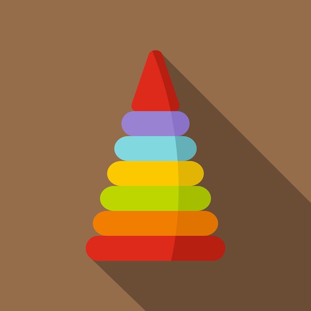 Icono de pirámide de juguete colorido Ilustración plana del icono de vector de pirámide de juguete colorido para web sobre fondo de café