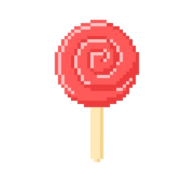 Icono de piruleta retro Ilustración vectorial en estilo píxel