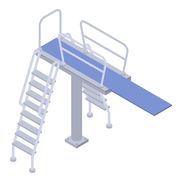 Icono de piscina de buceo de escaleras Isométrica de icono de vector de piscina de buceo de escaleras para diseño web aislado sobre fondo blanco