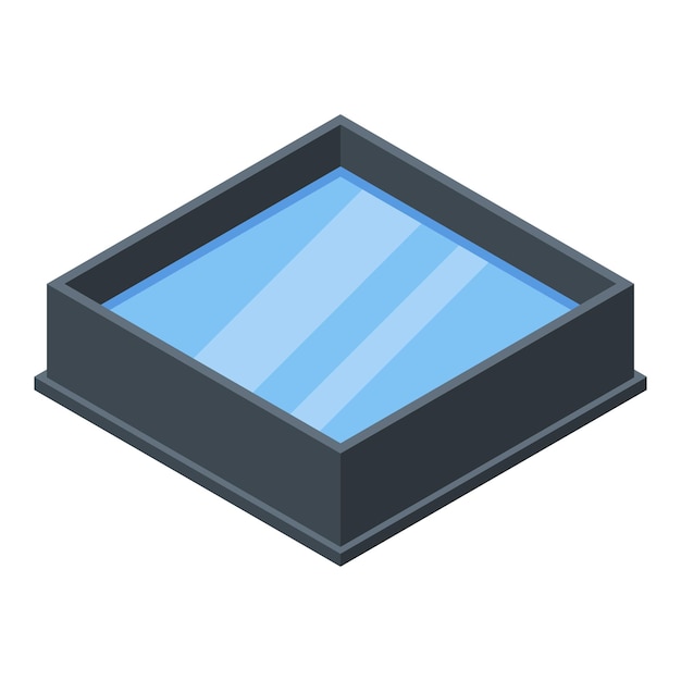 Icono de piscina de peces cuadrados Isométrico de icono de vector de piscina de peces cuadrados para diseño web aislado sobre fondo blanco
