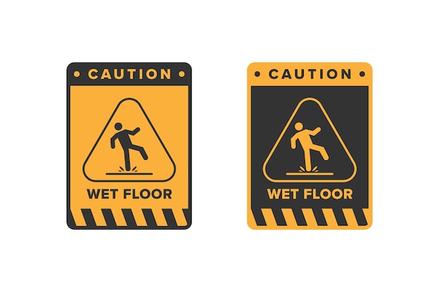 Icono de piso húmedo diseño vectorial cartel icono de precaución suelo húmedo o resbaladizo