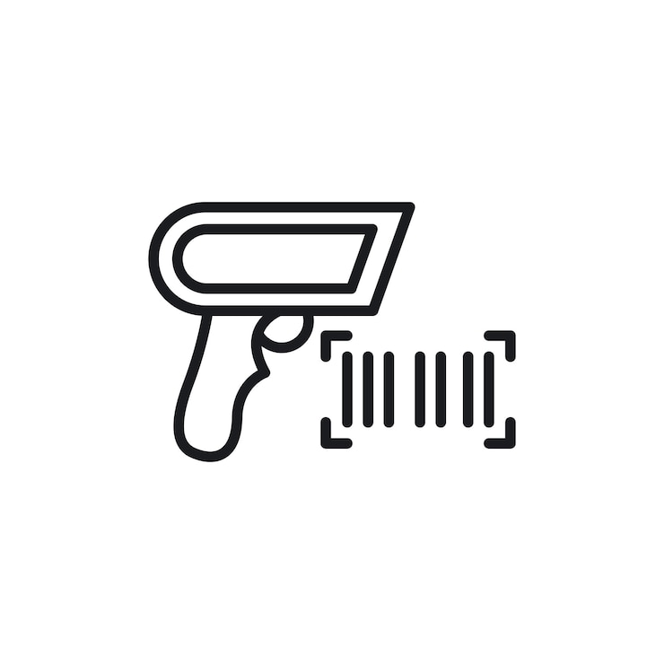 Vector el icono de la pistola de escáner aislado sobre un fondo blanco