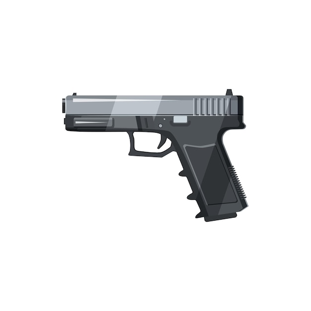 Vector icono de pistola en estilo de dibujos animados sobre un fondo blanco