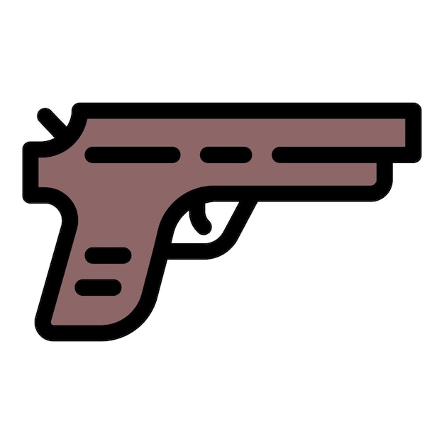 Icono de pistola de policía Contorno de pistola de policía vector icono color plano aislado