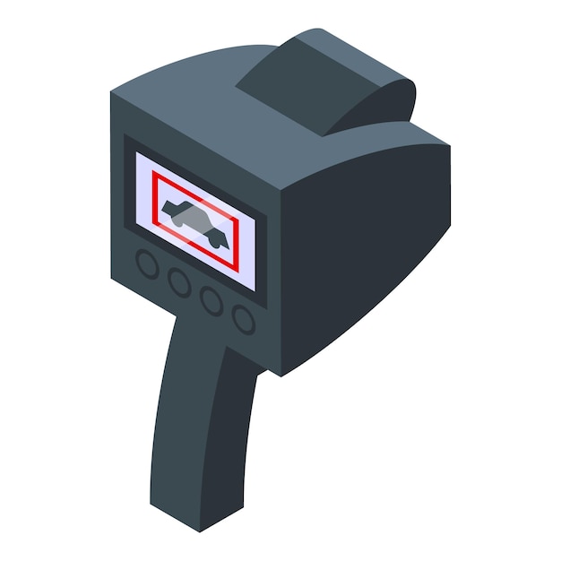 Icono de pistola de radar de velocidad vector isométrico Cámara coche Policía de tráfico