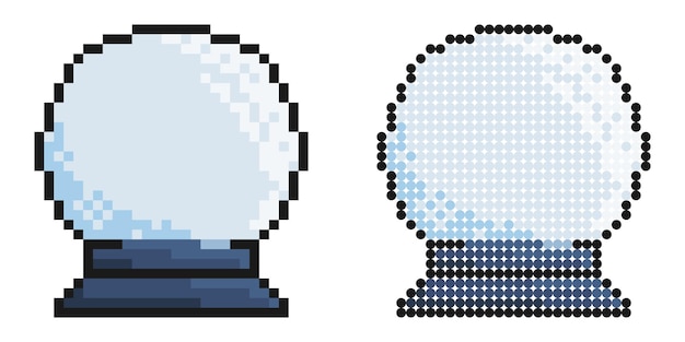 Icono de píxel adivino bola de cristal mágica adivinación y previsión del futuro juego retro simple