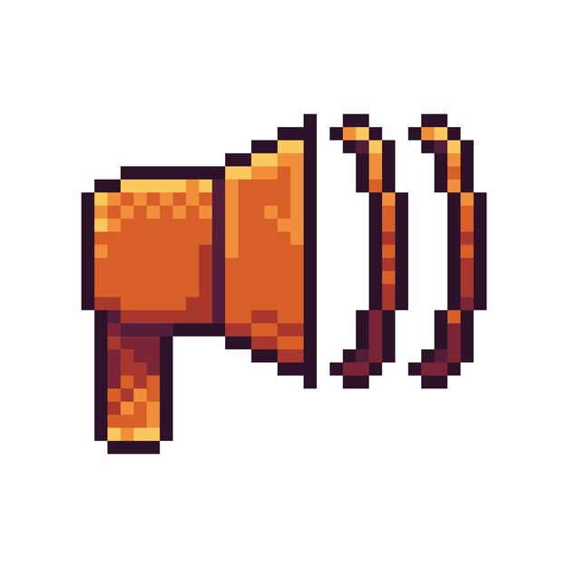 Icono de pixel art del altavoz en color de variación Icono de altavoz en estilo pixelado 8 bits
