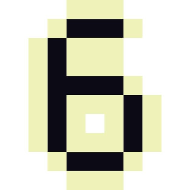 El icono de pixel art monocromático número 6