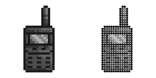 Icono de píxel Estación de radio para mantenerse en contacto Walkie-talkie inalámbrico del soldado de la guardia de seguridad