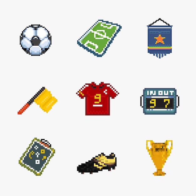 Vector icono de píxel de fútbol