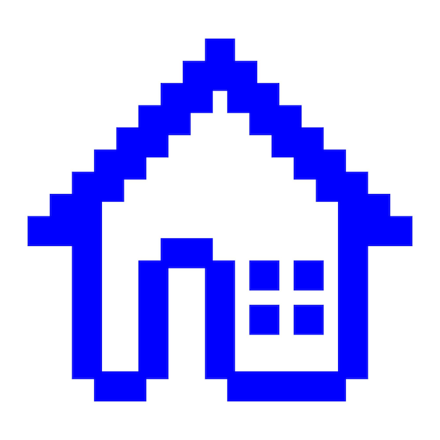 icono de pixel de inicio botón flecha icono de casa con estilo de pixel de estilo de arte diseño de botón de página de inicio e