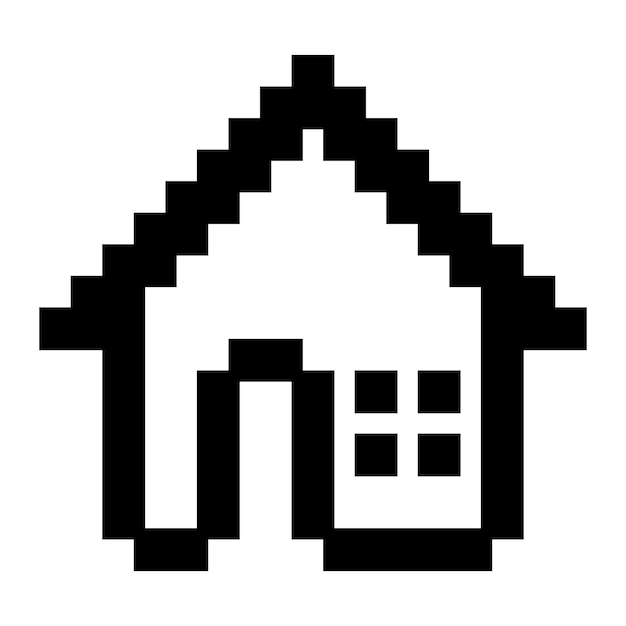 icono de pixel de inicio botón flecha icono de casa con estilo de pixel de estilo de arte diseño de botón de página de inicio e