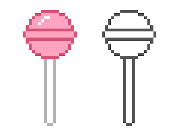 Icono de píxel de piruleta retro Ilustración vectorial en estilo píxel