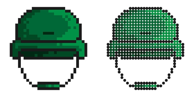 Icono de píxeles Casco de protección del soldado Municiones y uniformes para la protección del soldados Simple