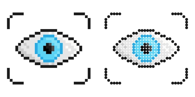 Icono de píxeles Escáner de retina para identificación del usuario Vector de juego retro simple aislado en blanco