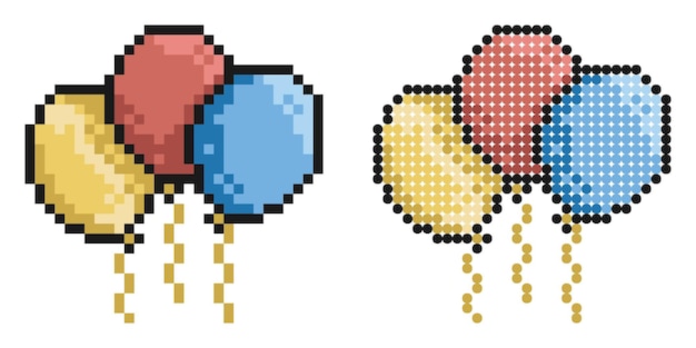 Icono de píxeles Garland de globos para decorar ocasiones especiales cumpleaños y tarjetas de felicitación de vacaciones